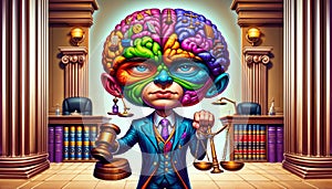 Megabrain Cartoon character. genius judge lawyer