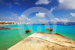 Megali Ammos beach and port in Chora, Pano Koufonisi photo