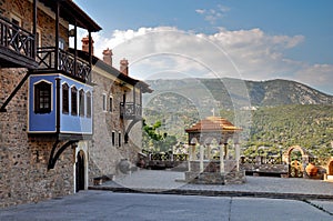 Megali Panagia monastery front yard, Samos, Greece