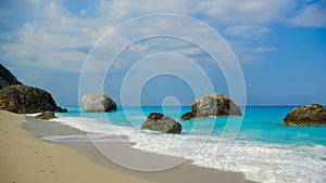 Megali Petra Beach, Lefkada Island, Levkas, Lefkas, Ionian sea,