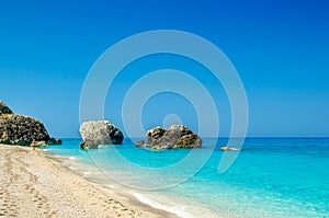 Megali Petra Beach, Lefkada Island, Levkas, Lefkas, Ionian sea,