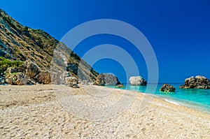 Megali Petra Beach, Lefkada Island, Levkas, Lefkas, Ionian sea,