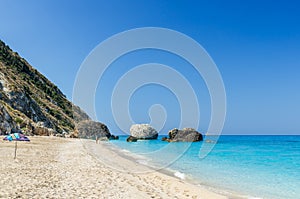 Megali Petra Beach, Lefkada Island, Levkas, Lefkas, Ionian sea,