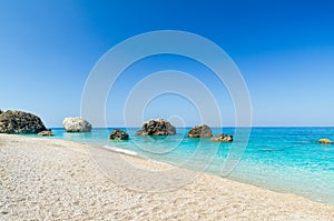 Megali Petra Beach, Lefkada Island, Levkas, Lefkas, Ionian sea,