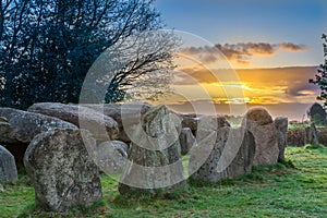 Megalith dolmen D50 at sunrise