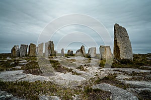 The megalith site of Tobar Dherbhile on the Mullet Peninsula of County Mayo in Ireland