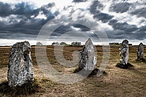 Megalith Stone Circle, Alignements De Lagatjar Near Finistere Village Camaret Sur Mer In Brittany, France photo