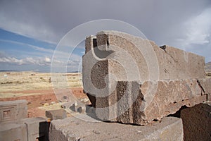 Megalithic blocks of Puma Punku Ruins, Tiwanaku, B