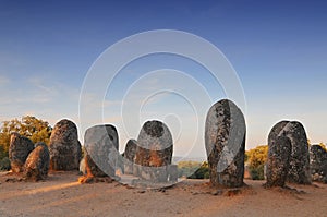 Megaliths of Cromlech of Almendres, Portugal. photo