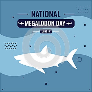 Megalodon Shark White Silhouette Vector Icon. National Megalodon Day Design Concept, suitable for social media post templates, pos