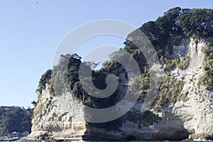 Megane Rock in Katsuura Bay Chiba Japan taken from the Ocean side.