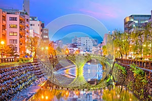 Meganebashi or Spectacles Bridge in Nagasaki, Japan photo