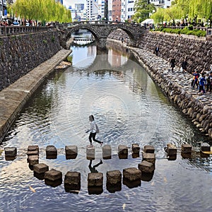 Meganebashi or Spectacles Bridge in Nagasaki