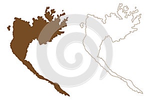 Meganisi island Hellenic Republic, Greece, Greek, Ionian Islands map vector illustration, scribble sketch Meganisi map