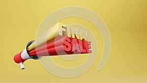 Megaphone 3d rendering with wording final sale 3d rendering