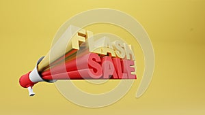 Megaphone 3d rendering with wording  flash sale 3d rendering