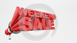 Megaphone 3d rendering with wording weekend sale 3d rendering