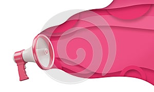 Megaphone and pink empty space, 3d illustration