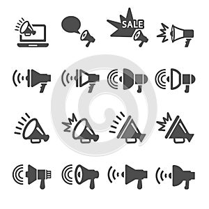 Megaphone in action icon set, vector eps10 photo