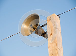 Megaphone against blue sky