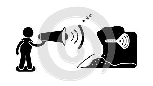 Megaphone Announcing Digital Information, Public Communication, vector design Generative AI