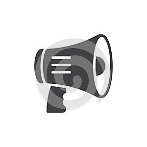 Megaphone, bullhorn icon vector, filled flat sign, solid pictogram isolated on white.