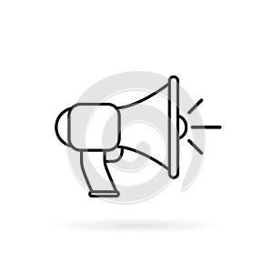 Megaphone, bullhorn line icon, outline vector sign, linear style pictogram isolated on white.