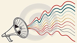 Megaphone Communication Waves, Information Dissemination, vector design Generative AI