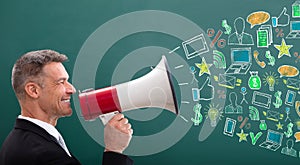 Megaphone With Digital Marketing Concept