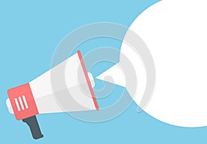 Megaphone with empty peech bubble. Loudspeaker. Vector illustration. photo