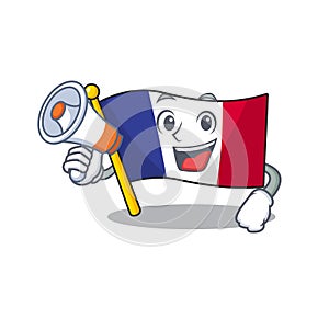 With megaphone flag france fluttered on character pole