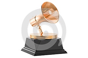 Megaphone golden award concept. 3D rendering