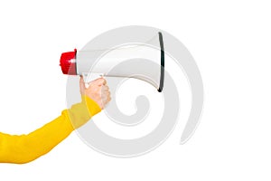 megaphone in hand