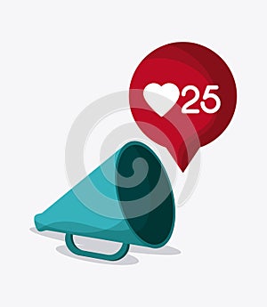 Megaphone heart bubble social media icon