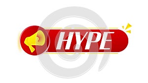 Megaphone with hype banner on white background. Web design. 4K video animation