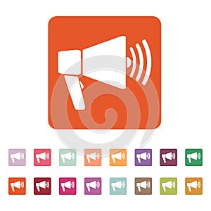 The megaphone icon. Bullhorn symbol. Flat