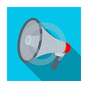 Megaphone icon in flat style isolated on white background. Police symbol stock vector illustration.