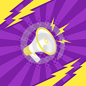 Megaphone icon in pop art style. Vector illustration