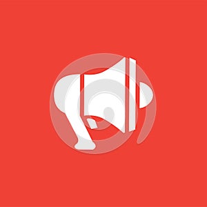 Megaphone Icon On Red Background. Red Flat Style Vector Illustration