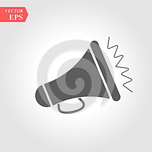 Megaphone Isolated Flat Web Mobile Icon Noisy Loudspeaker Vector Sign Symbol Button Element Silhouette