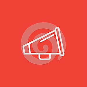 Megaphone Line Icon On Red Background. Red Flat Style Vector Illustration