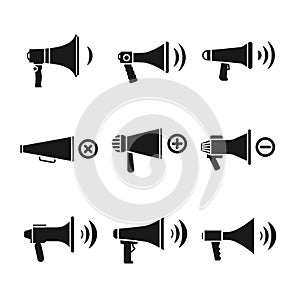 Megaphone, loudspeaker, audio, speaker, volume vector icons