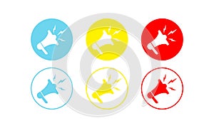 Megaphone or loudspeaker icons set in modern colour design concept on isolated white background. EPS 10 vector