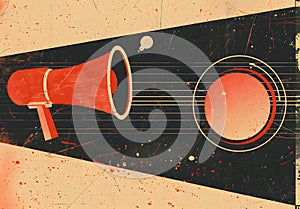 Megaphone or loudspeaker on vintage background photo