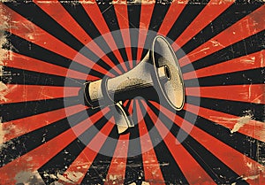 Megaphone or loudspeaker on vintage background photo