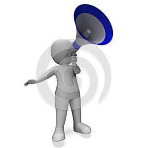 Megaphone Message Character Shows Announcements Proclaiming And