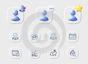 Megaphone, Message and Security agency line icons. For web app, printing. Vector