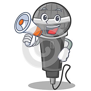 With megaphone microphone cartoon character design