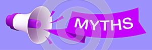 Megaphone with a myths tag vector banner