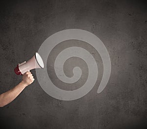 Megaphone on plain background